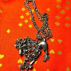 Vintage Pewter Poodle Necklace